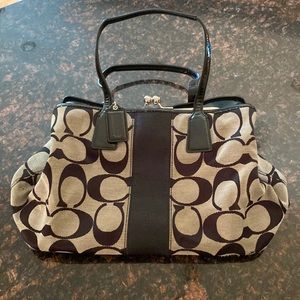 Coach Black and Grey Purse. Baby Blue interior.